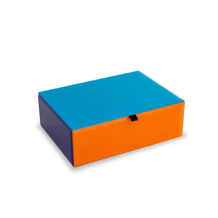WD LIFESTYLE Cofanetto In Vetro 20X15X7 Cm Azzurro Viola Arancio - 817AZ
