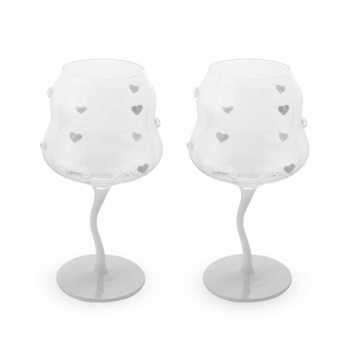WD LIFESTYLE Set 2 Calici Cocktail 450 Ml Decoro Cuori Bianchi Samarcanda Line - 881B