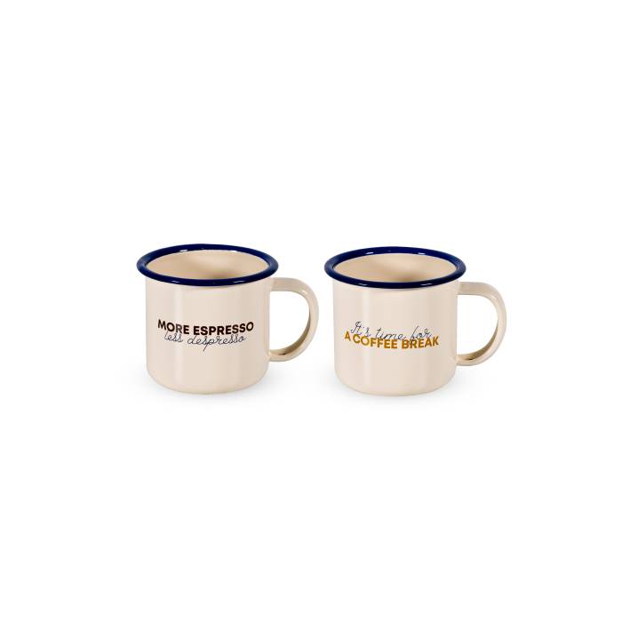 WD LIFESTYLE Set Di 2 Tazze Smaltate 150 Ml Design Caffè - 888COF
