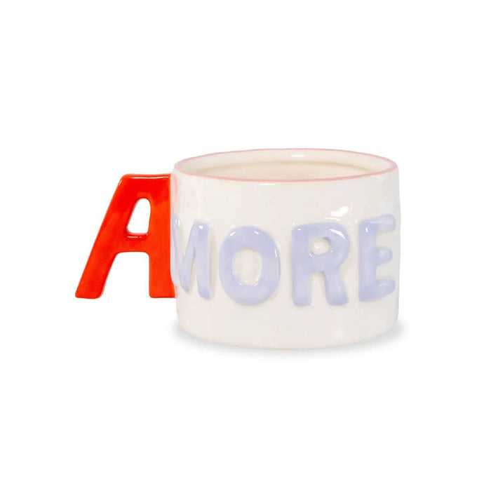 WD LIFESTYLE Tazza Colazione In Stoneware 440 Ml Decoro Amore Rosso Viola Amsterdam Line - 897AMO