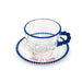 WD LIFESTYLE Set 2 Tazze 230 Ml In Vetro Con Piattino Decorazione Rosa E Blu - 922A