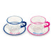 WD LIFESTYLE Set 2 Tazze 230 Ml In Vetro Con Piattino Decorazione Rosa E Blu - 922A