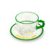 WD LIFESTYLE Set 2 Tazze 230 Ml In Vetro Con Piattino Decorazione Giallo E Verde - 922B