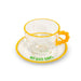WD LIFESTYLE Set 2 Tazze 230 Ml In Vetro Con Piattino Decorazione Giallo E Verde - 922B