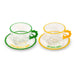 WD LIFESTYLE Set 2 Tazze 230 Ml In Vetro Con Piattino Decorazione Giallo E Verde - 922B