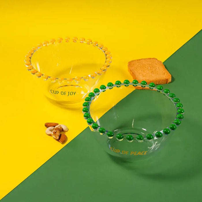WD LIFESTYLE Set 2 Ciotole 500 Ml In Vetro Con Scritta Giallo E Verde - 923B