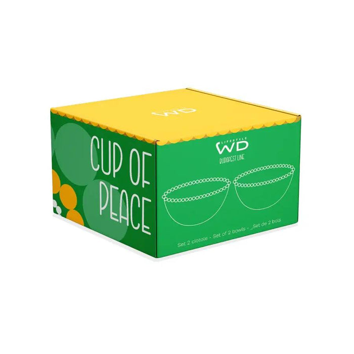 WD LIFESTYLE Set 2 Ciotole 500 Ml In Vetro Con Scritta Giallo E Verde - 923B