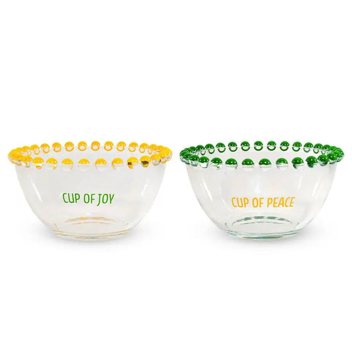 WD LIFESTYLE Set 2 Ciotole 500 Ml In Vetro Con Scritta Giallo E Verde - 923B