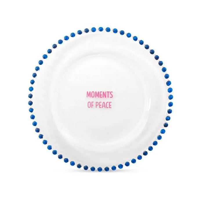 WD LIFESTYLE Set 2 Piattini D 19,5 Cm In Vetro Decorazione Rosa Blu - 924A