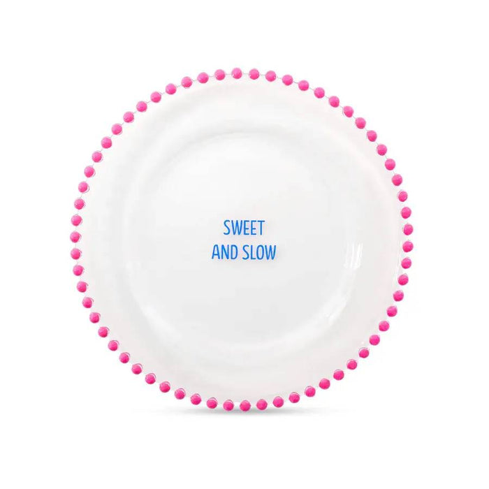 WD LIFESTYLE Set 2 Piattini D 19,5 Cm In Vetro Decorazione Rosa Blu - 924A