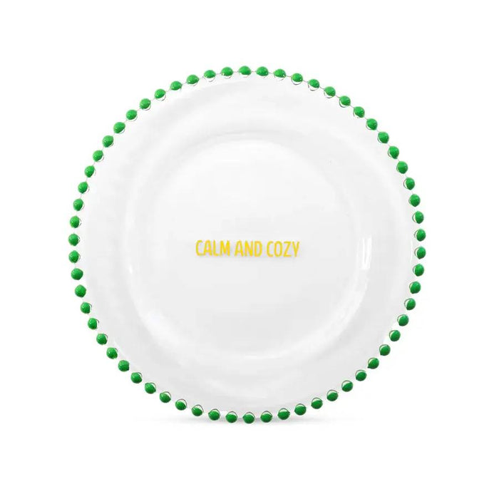 WD LIFESTYLE Set 2 Piattini D 19,5 Cm In Vetro Decorazione Giallo Verde - 924B