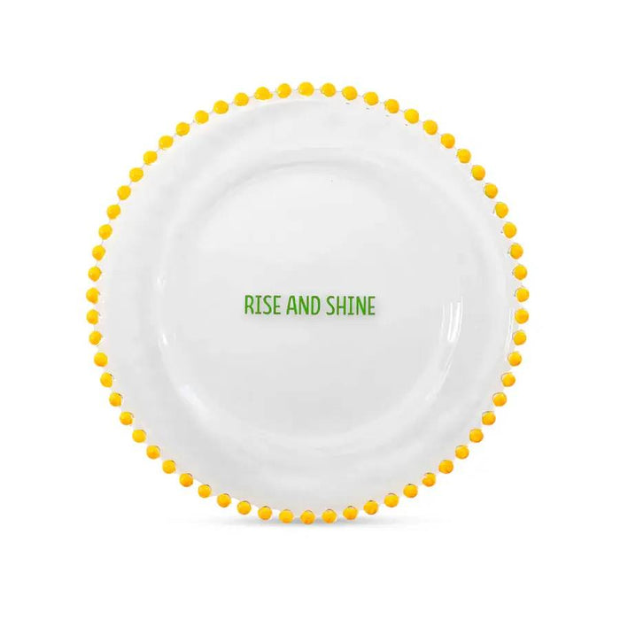 WD LIFESTYLE Set 2 Piattini D 19,5 Cm In Vetro Decorazione Giallo Verde - 924B