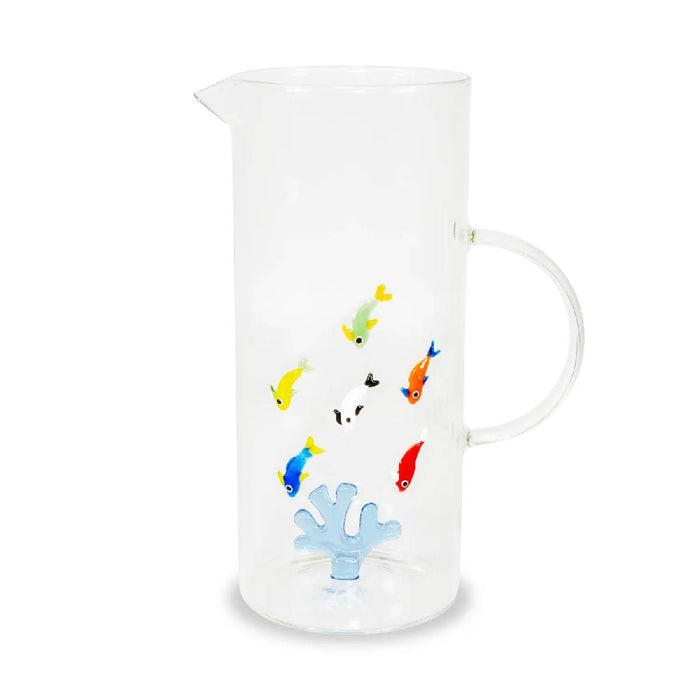WD LIFESTYLE Caraffa In Vetro Decoro Corallo E Pesci 1.3 Lt Trasparente Monterey Line - 926COR