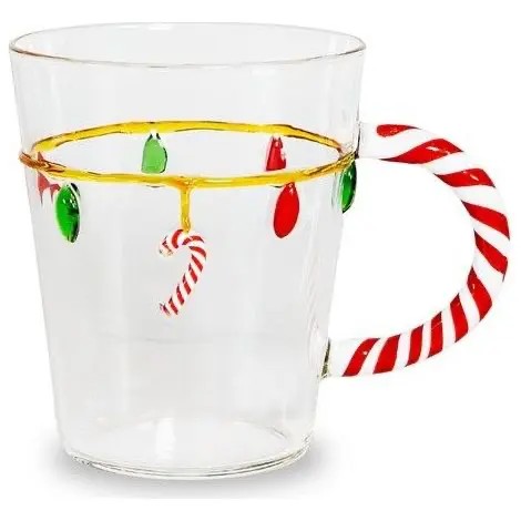 WD LIFESTYLE Tazza Di Natale In Vetro Con Lucine Di Natale E Manico Candy