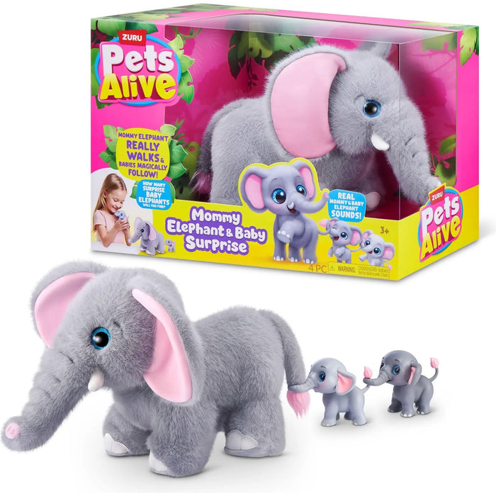 ZURU Pets Alive Mamma E Baby Elefante Interattivo Con Cuccioli Sorpresa