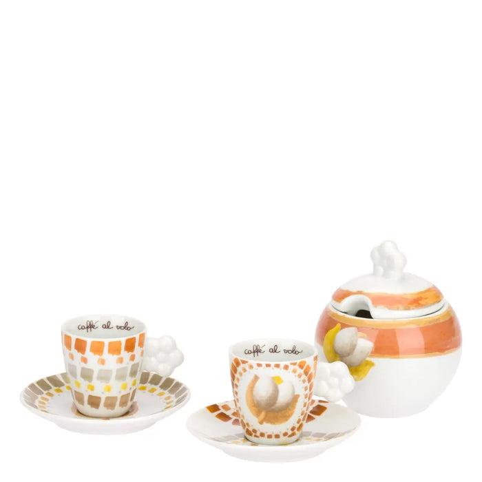 THUN Set 2 Tazzine Caffè Con Piattino E Zuccheriera Tulipani