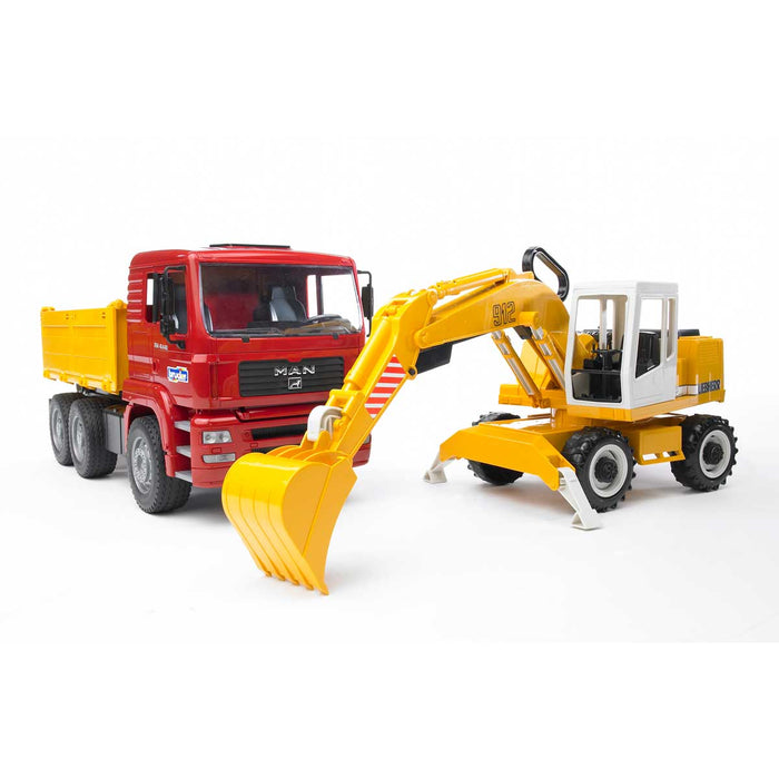 BRUDER Camion Man Con Escavatore Liebherr - 02751