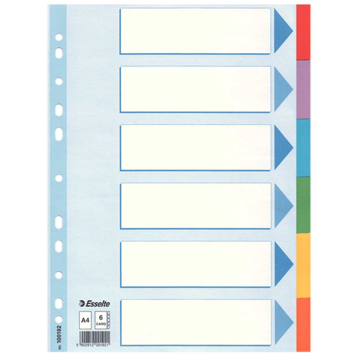 ESSELTE Intercalare Carta A4 Divisori 6 Tasti Colorati - ESS100192
