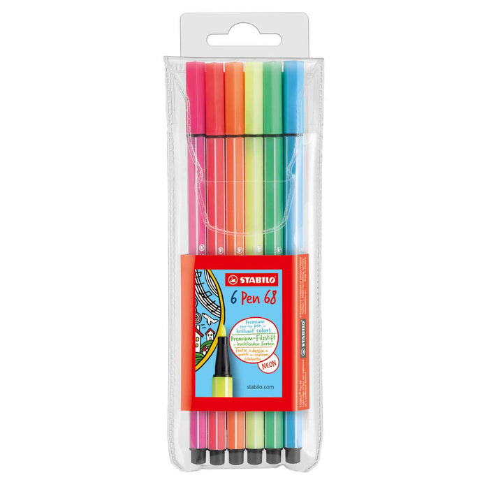 STABILO Pennarello Premium, Stabilo Pen 68, Astuccio Da 6, Colori Fluo - 6806-1